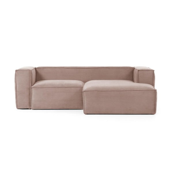 Gaiši rozā velveta stūra dīvāns (labais stūris) Blok – Kave Home
