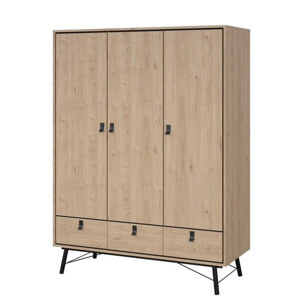 Dabīga toņa drēbju skapis ar ozolkoka imitāciju 150x200 cm Ry – Tvilum-image-3