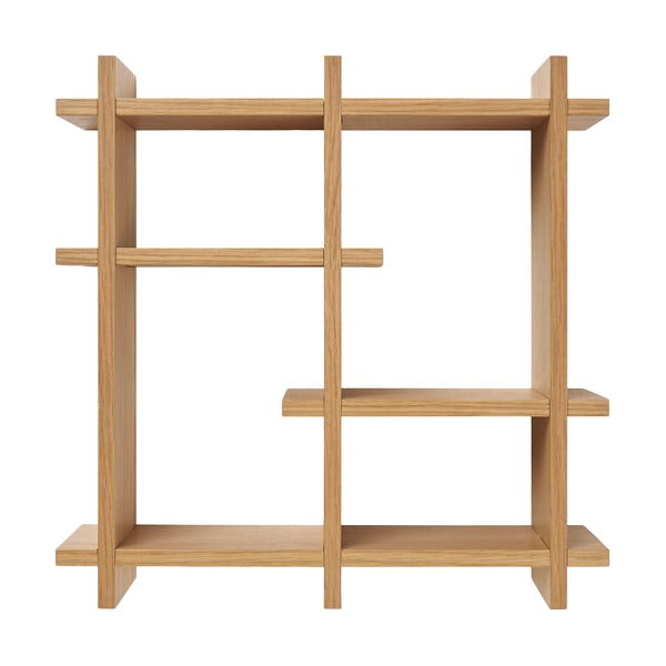 Dabīga toņa daudzlīmeņu sienas plaukts ar ozolkoka imitāciju 40 cm Olsberg – House Nordic