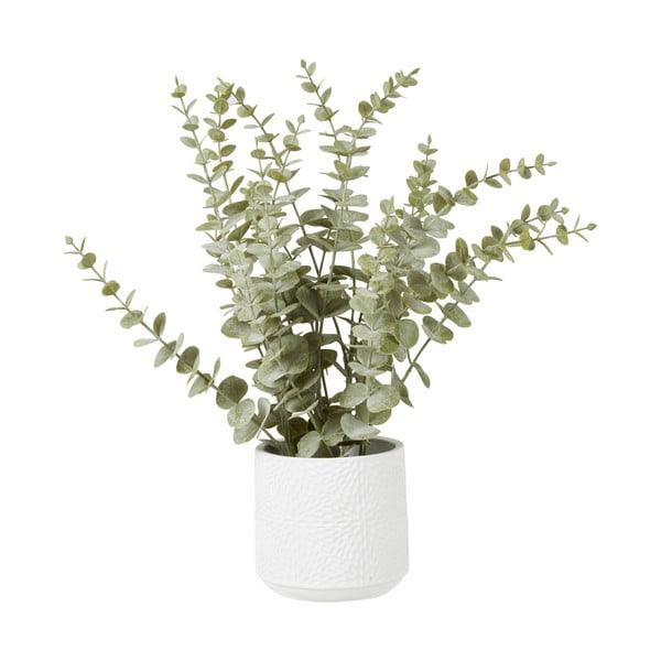 Mākslīgais eikalipta zieds baltā keramikas puķu podā Premier Houseware Fiori