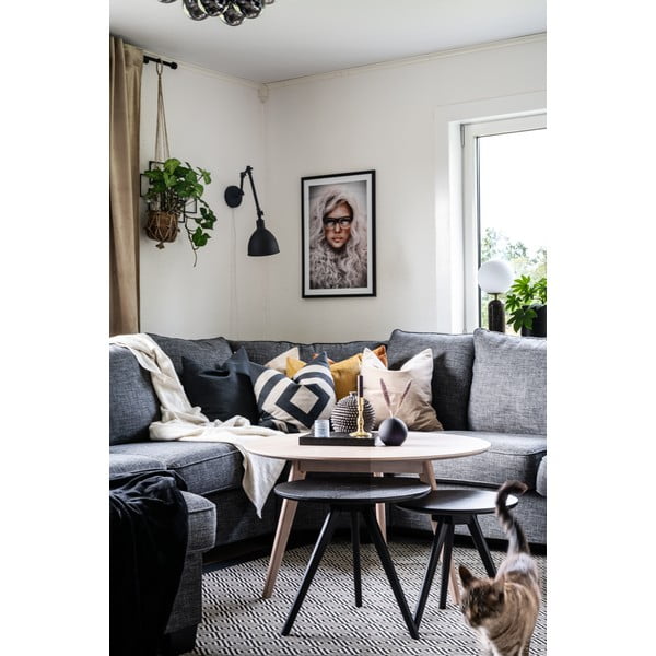 Apaļš žurnālgaldiņš ar ozolkoka imitāciju dabīgā tonī 90x90 cm Yumi – Rowico-image-3