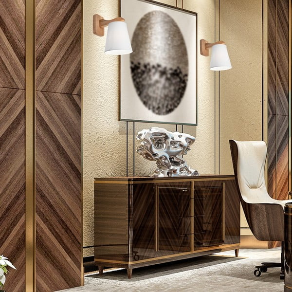 Balta/brūna sienas lampa ø 16 cm Andreas – LAMKUR-image-3