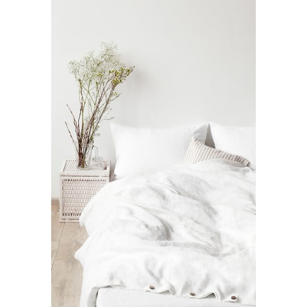 Balts lina segas pārvalks Linen Tales, 200 x 200 cm-image-1