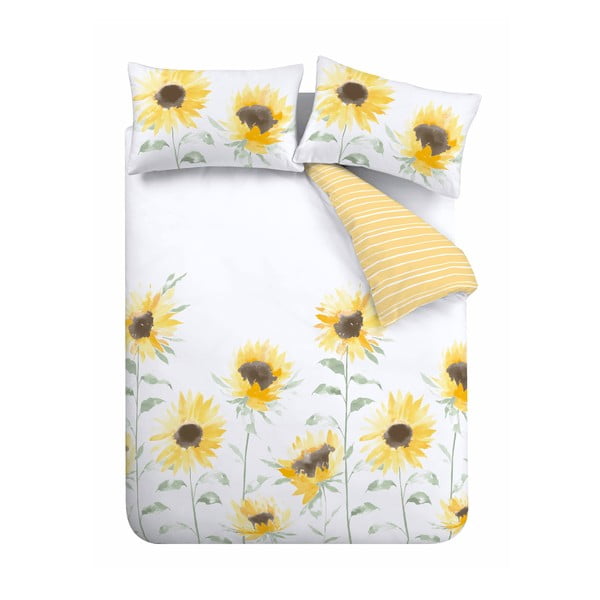 Dzelteni balta gultas veļa 200x200 cm Painted Sun – Catherine Lansfield