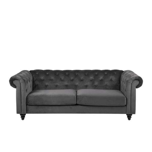 Tumši pelēks samta dīvāns Actona Charlietown, 219 cm