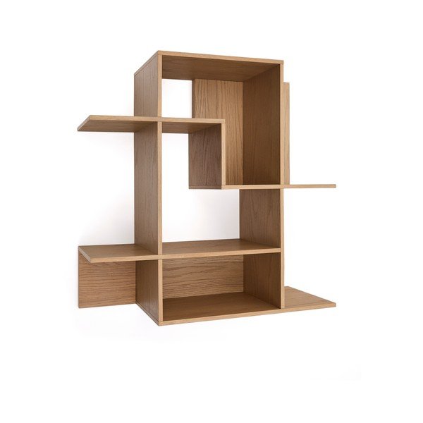 Dabīga toņa modulārā plauktu sistēma ar ozolkoka imitāciju 80x80x25 cm Ina – Kave Home