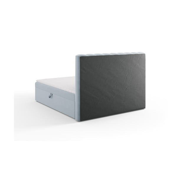 Gaiši zila atsperu gulta ar veļas kasti 180x200 cm Gina – Milo Casa-image-4