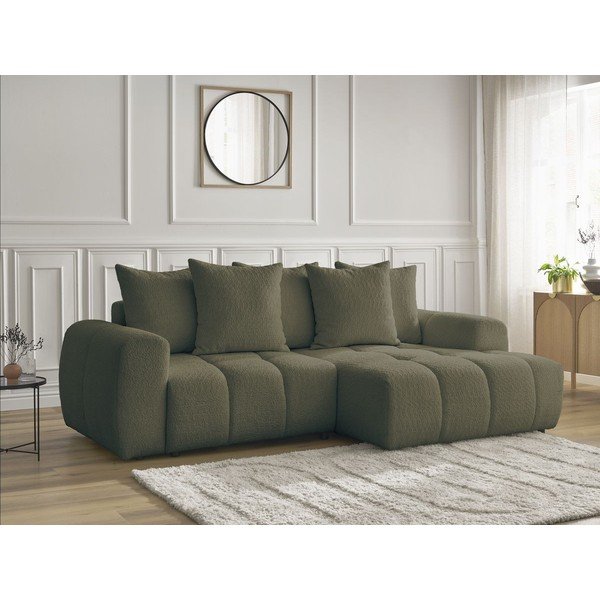 Haki salokāms stūra dīvāns no buklē auduma ar uzglabāšanas vietu (ar labo stūri/ar zvilni) Roxelane – Bobochic Paris-image-3