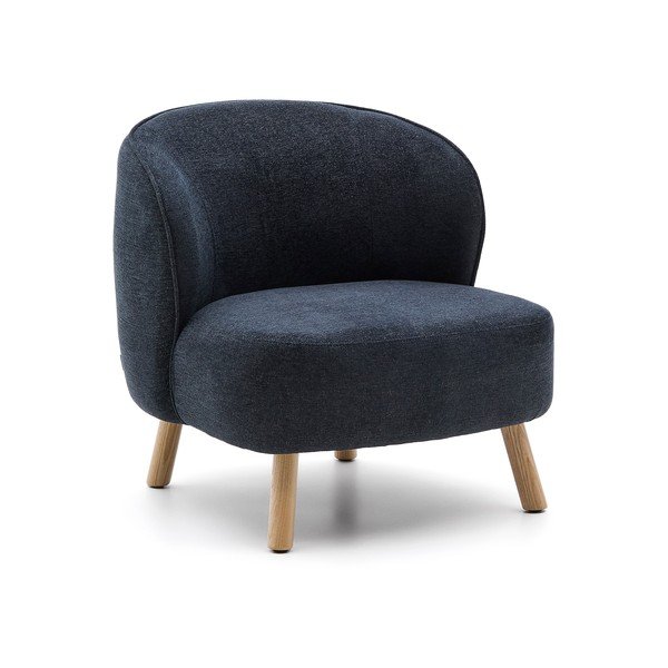 Dūmakaini zils atpūtas krēsls no šenila auduma Ulit – Kave Home