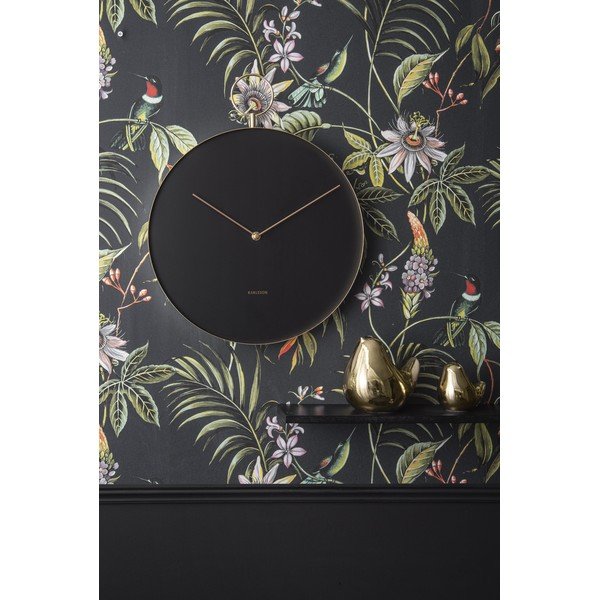 Melns metāla sienas pulkstenis Karlsson Hook, ø 34 cm-image-1