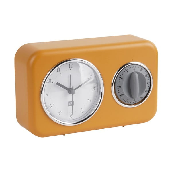 Dzeltens galda pulkstenis ar virtuves minūtēm PT LIVING Nostalģija