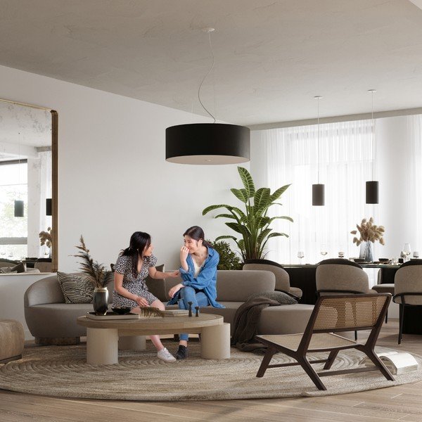Melna piekaramā lampa ar auduma abažūru ø 70 cm Volta – Sollux-image-4