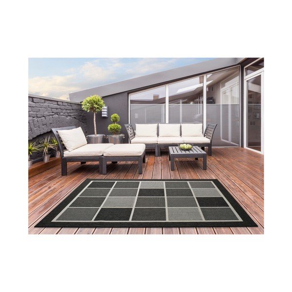Melns un pelēks āra paklājs Universal Nicol Squares, 120 x 170 cm-image-2