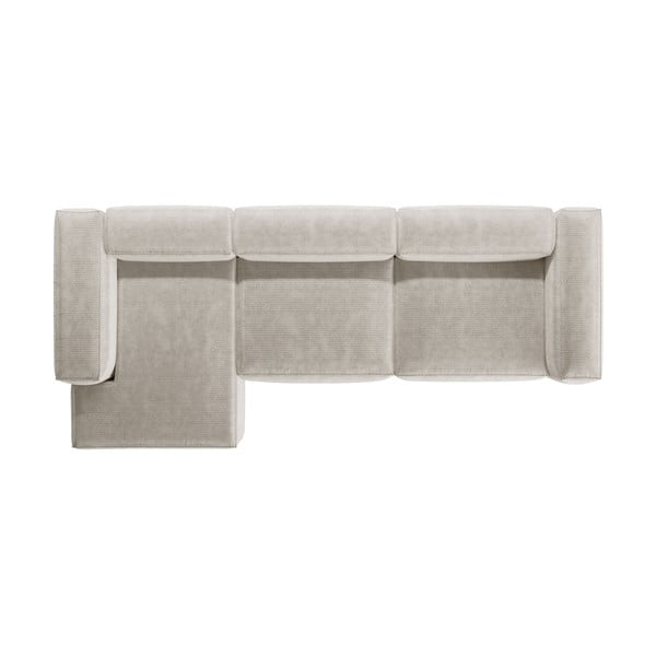 Bēšs velveta stūra dīvāns (ar kreiso stūri/ar zvilni) Bergamo – Cosmopolitan Design-image-3