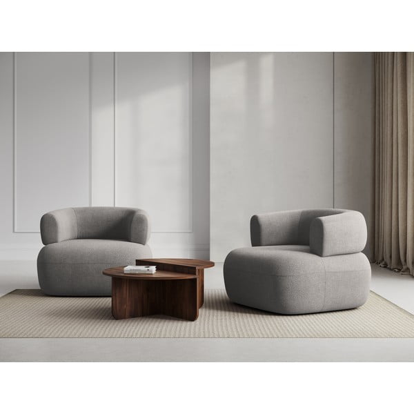 Gaiši pelēks atpūtas krēsls no buklē auduma Jenny – Micadoni Home-image-1