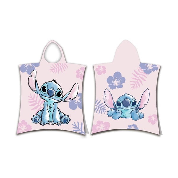 Gaiši rozā kokvilnas bērnu pončo Lilo and Stitch – Jerry Fabrics