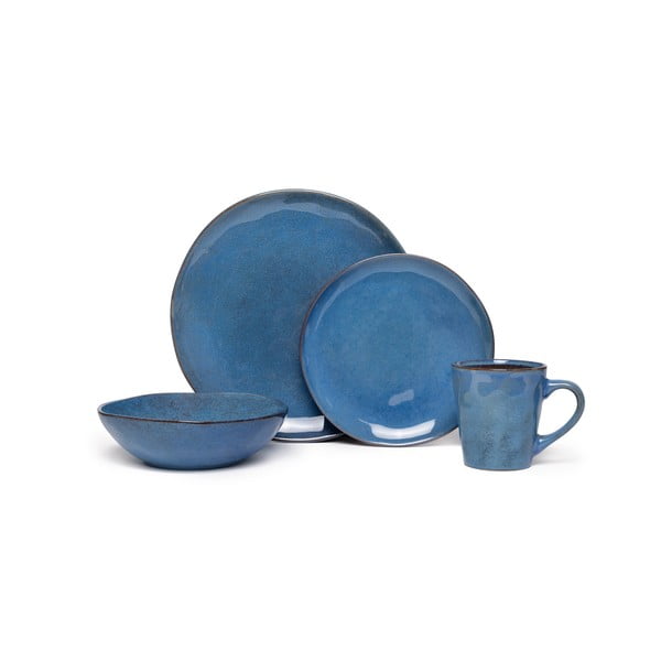 Tumši zils keramikas trauku komplekts (16 gab.) Glosia – Bonami Selection