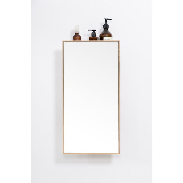 Dabīga toņa plaukts no ozolkoka ar spoguli 31x61,5 cm Slimline – Wireworks-image-3