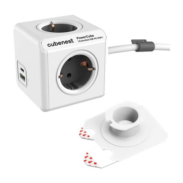 Kontaktligzda 13 cm PowerCube Extended USB Schuko – Cubenest-image-1