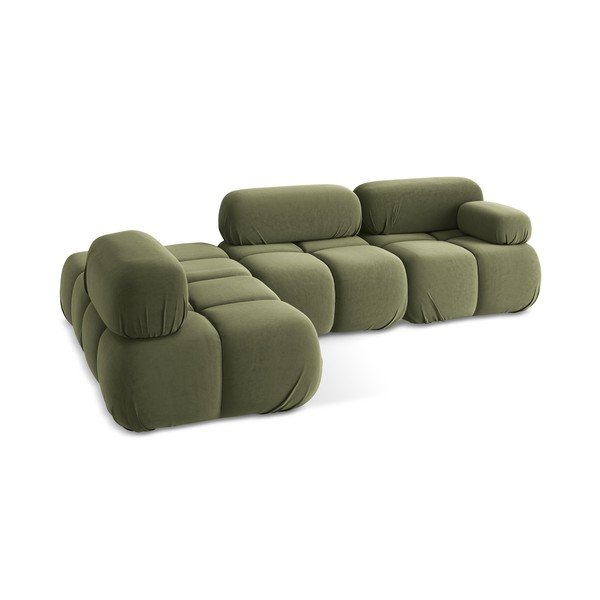 Gaiši zaļš samta modulārais stūra dīvāns (ar kreiso stūri) Lokua – Makamii-image-4