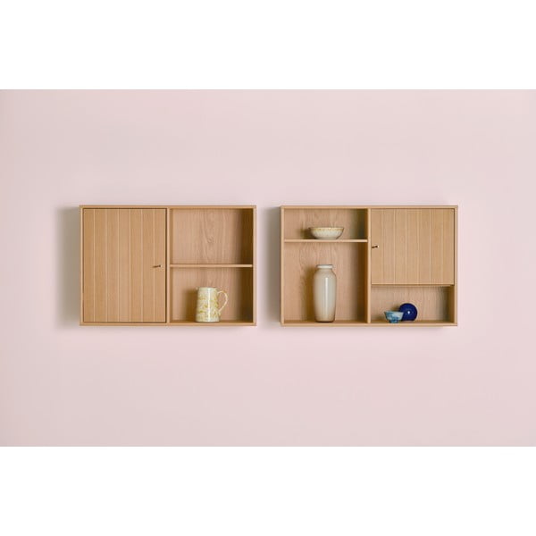 Dabīga toņa piekarināms grāmatplaukts ar ozolkoka imitāciju 89x61 cm Mistral – Hammel Furniture-image-1