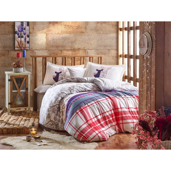 Lina ar kokvilnas flaneli vienvietīga gultas pārklājs Hobby Valentina Grey, 160 x 220 cm