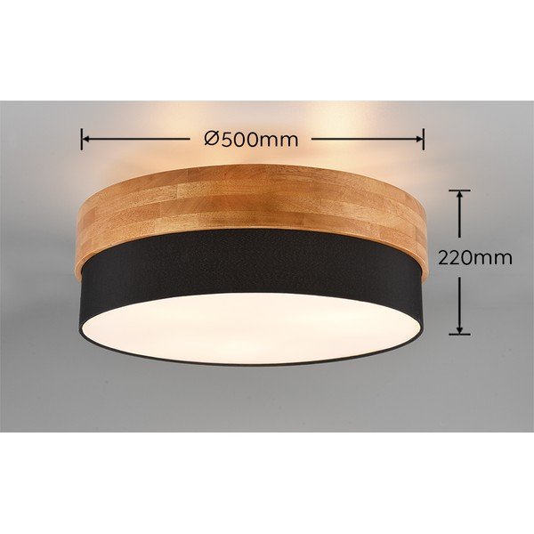 Melna/dabīga toņa griestu lampa ar auduma abažūru Seasons – Trio-image-4