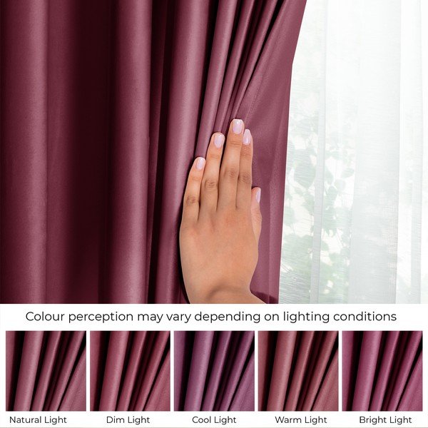 Bordo/rozā samta daļēji gaismu necaurlaidīgs aizkars 140x270 cm Eyelets – Restilo-image-4