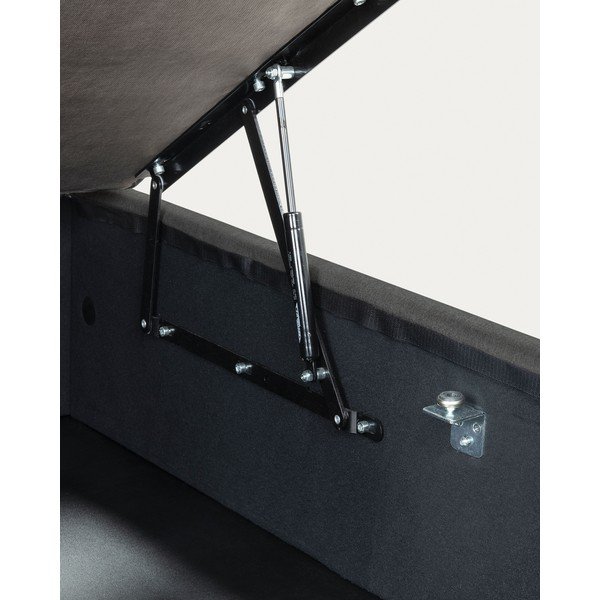 Melna polsterēta vienvietīga gulta ar veļas kasti 90x190 cm Matters – Kave Home-image-4