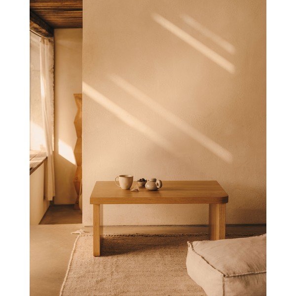 Dabīga toņa žurnālgaldiņš ar ozolkoka imitāciju 89x62 cm Oaq – Kave Home-image-2
