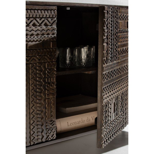 Tumši brūns mango masīvkoka TV galdiņš 145x48x40 cm Kalai – MOME-image-2