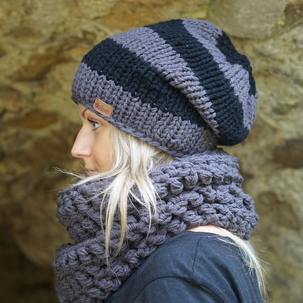 Ar rokām adīta DOKE Stripes Beanie cepure-image-3