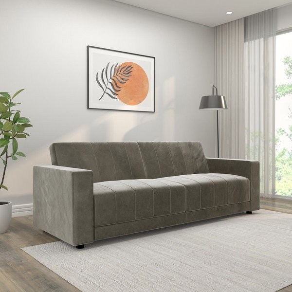 Pelēkbrūns samta regulējams/salokāms dīvāns 225 cm Allie II – Støraa-image-1