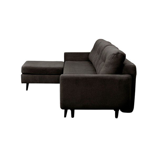 Tumši pelēks trīsvietīgs izlaižams stūra dīvāns ar melnām kājām Mazzini Sofas Hortensia, kreisais stūris-image-2