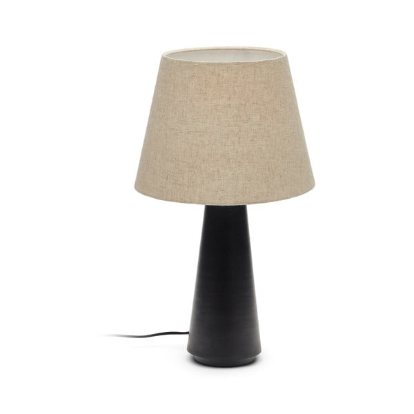 Melna/bēša galda lampa ar auduma abažūru (augstums 60 cm) Torrent – Kave Home