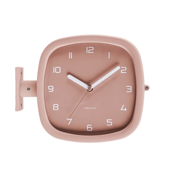 Pelēks un rozā sienas pulkstenis Karlsson Slides, 29 x 24,5 cm