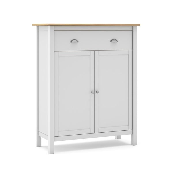 Balta/dabīga toņa augsta priedes kumode 90x110 cm Misti – Marckeric-image-2