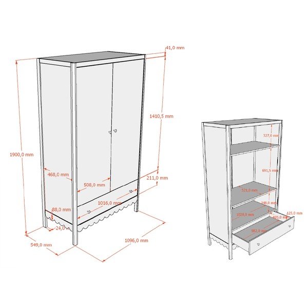 Bēšs bērnu drēbju skapis 110x190x55 cm Swingo – Vipack-image-3