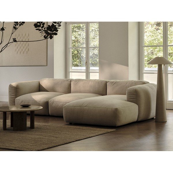 Bēšs modulārais stūra dīvāns (ar labo stūri/U veida) Martina – Micadoni Home-image-1