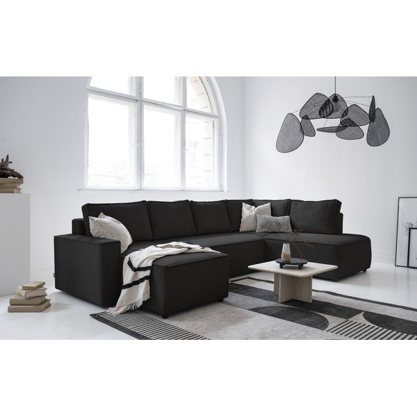 Antracīta pelēks velveta salokāms stūra dīvāns (ar labo stūri/U veida) Brave Dave – Miuform-image-4