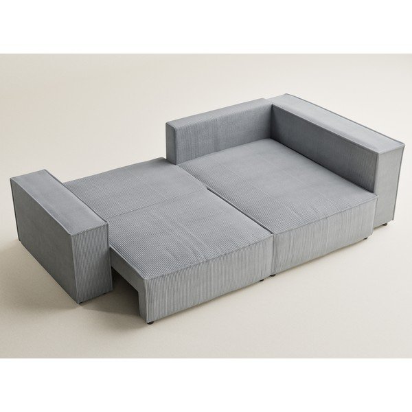 Pelēks velveta salokāms stūra dīvāns ar uzglabāšanas vietu (ar labo stūri/L veida) Tonga – Maison de Rêve-image-3