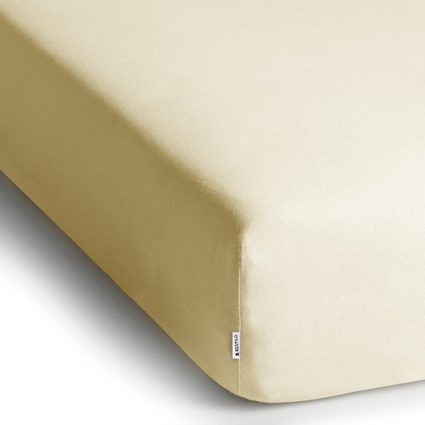 Krēmkrāsas trikotāžas palags ar gumiju 180x200 cm Amber – Restilo-image-2