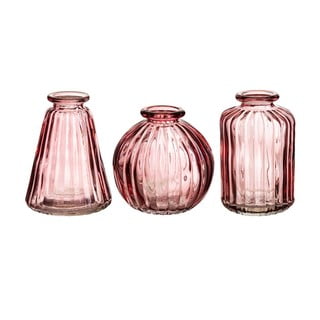 3 rozā stikla vāžu komplekts Sass & Belle Bud
