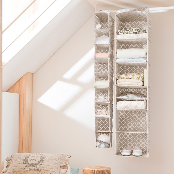 Bēšs piekaramais organizators ar 9 nodalījumiem Compactor, platums 15 cm-image-1