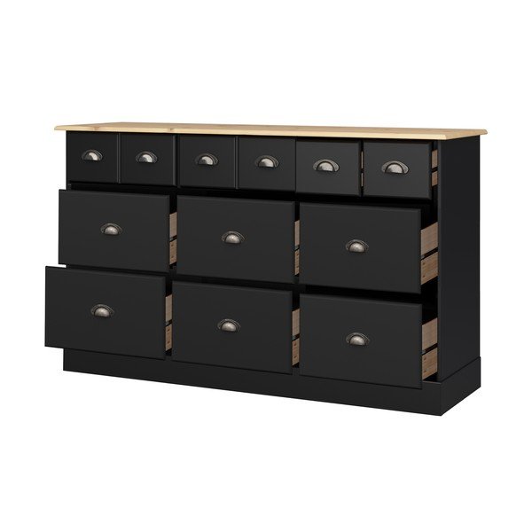Melna kumode ar 9 atvilktnēm Støraa Leander-image-2