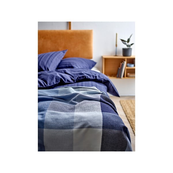 Tumši zila vienguļamā damasta gultas veļa 140x220 cm Noble – Södahl-image-3