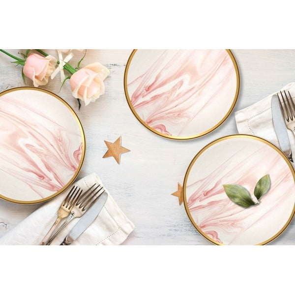 6 rozā un baltu porcelāna deserta šķīvju komplekts Mia Lucid, ⌀ 19 cm