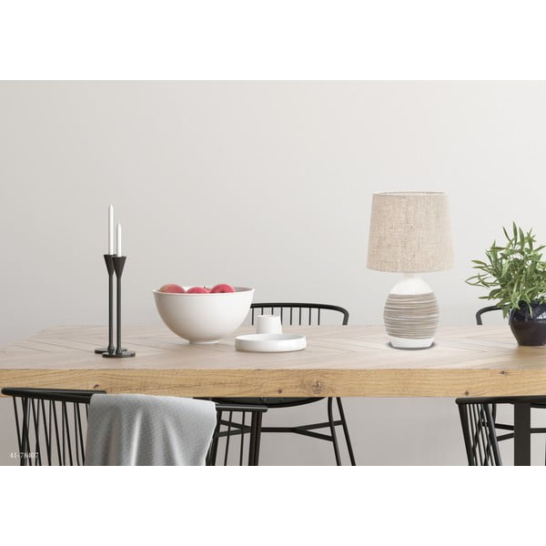 Bēša galda lampa ar auduma abažūru (augstums 35 cm) Ambon – Candellux Lighting-image-1