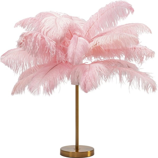 Rozā galda lampa ar spalvām (augstums 60 cm) Feather Palm – Kare Design