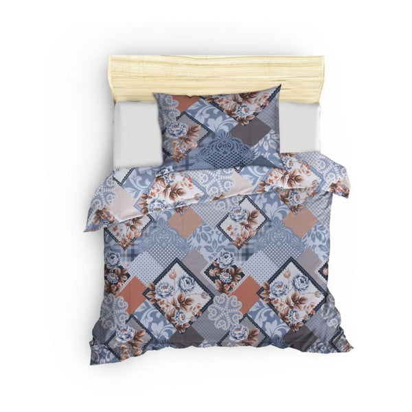 Zila divvietīga kokvilnas gultas veļa 200x200 cm Diana – Mijolnir